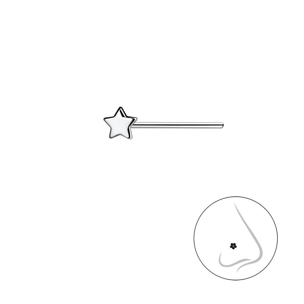 [10032496] Silver Star Nose Stud