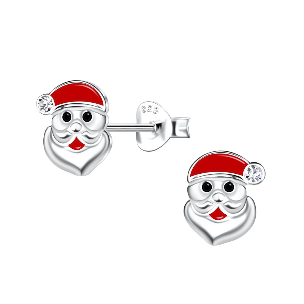 Puces d'oreilles père Noël en argent