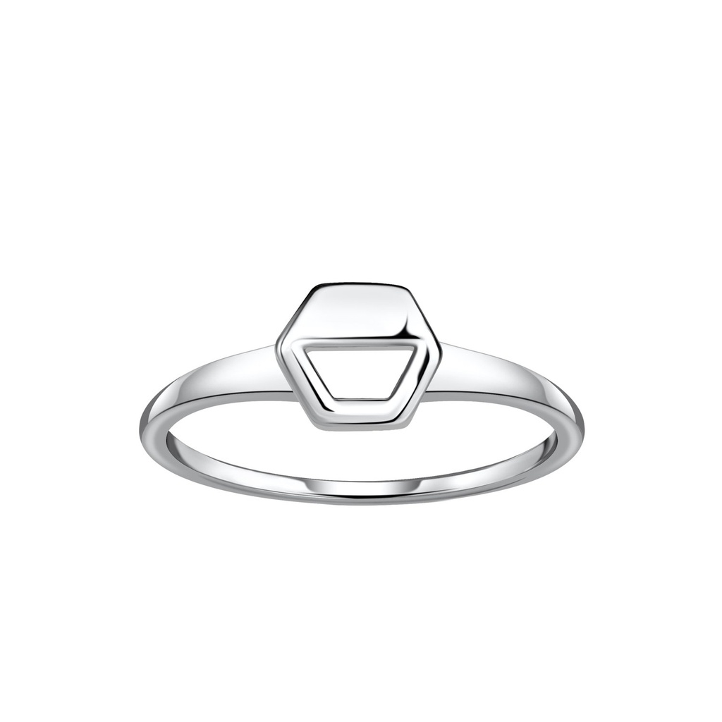 Silver Hexagon Ring