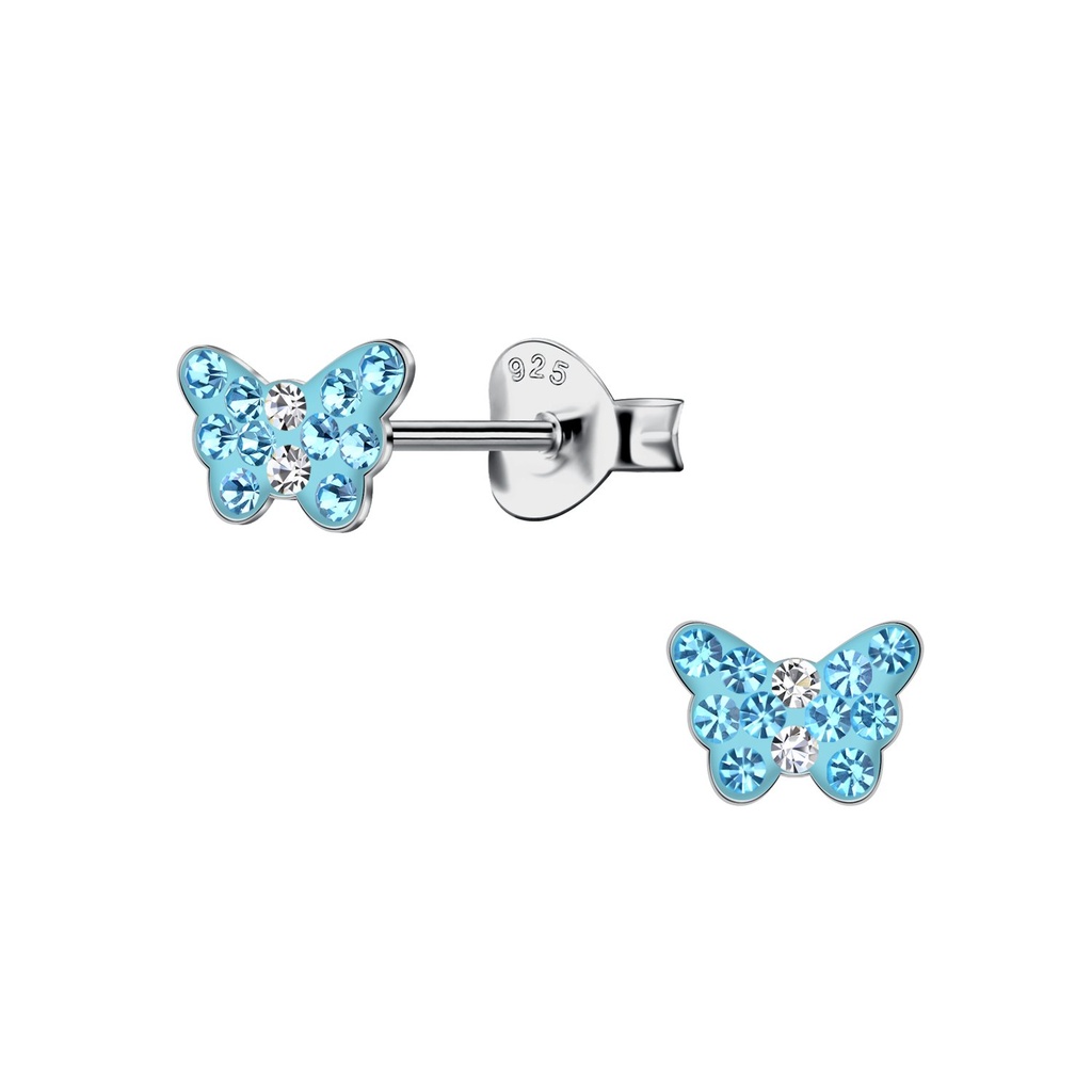 Puces d'oreilles papillon en argent