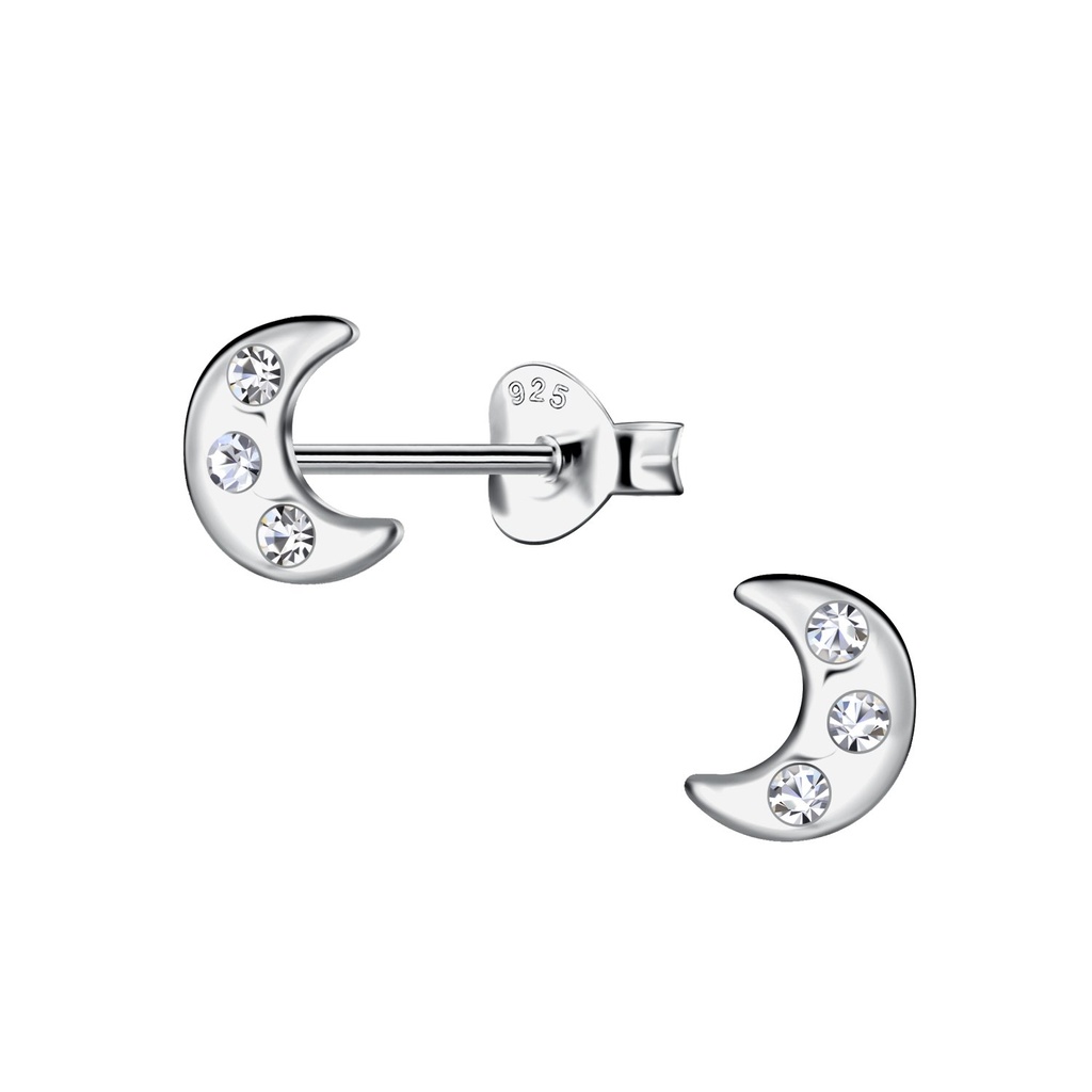[10032323] Silver Moon Stud Earrings