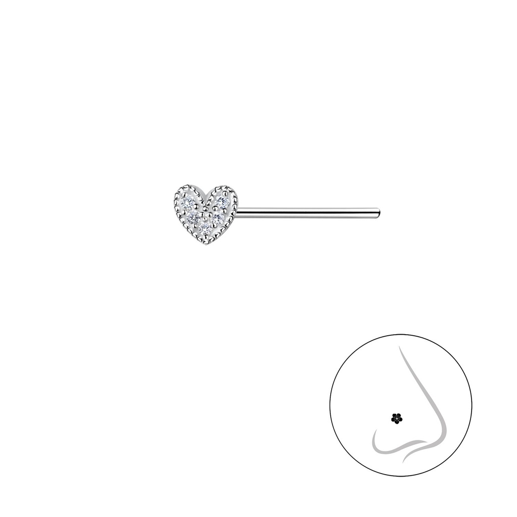 Clou de nez cœur en argent