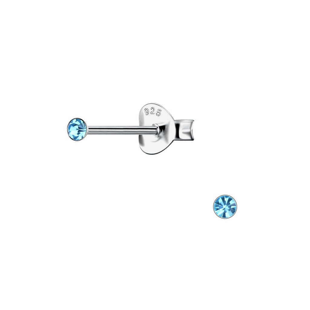 1.8mm Round Crystal Silver Stud Earrings