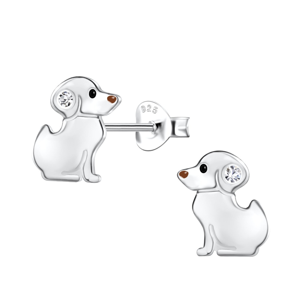 Puces d'oreilles chien en argent