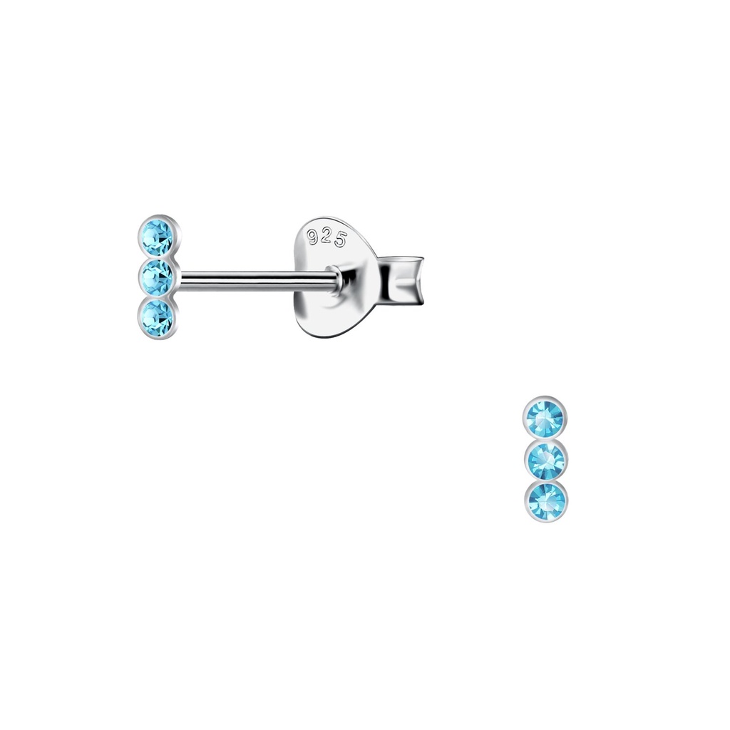 Silver Triple Crystal Stud Earrings