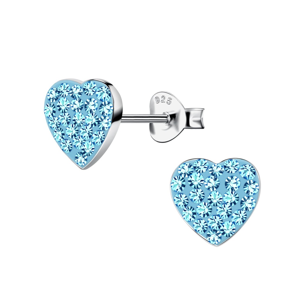 Puces d'oreilles en argent cristal cœur