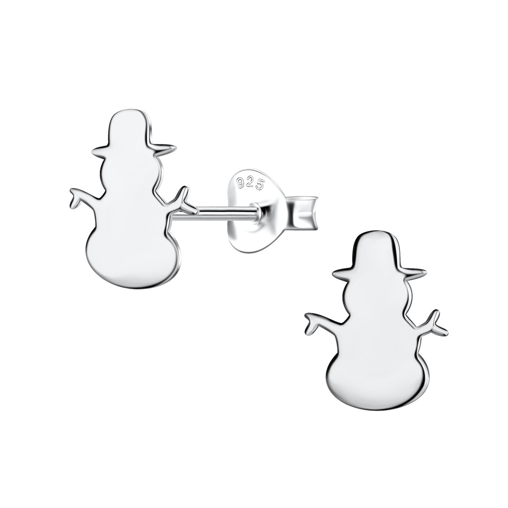 Silver Snowman Stud Earrings