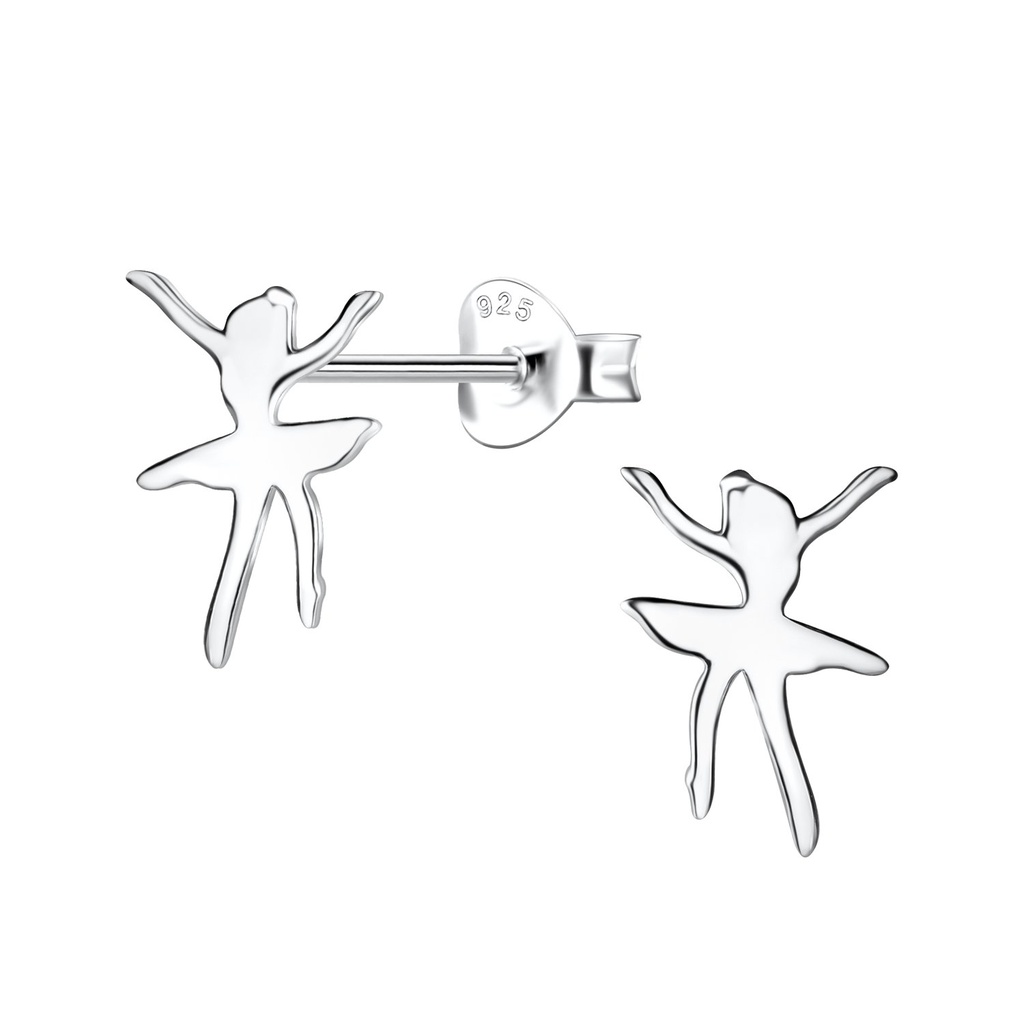 Silver Ballerina Stud Earrings