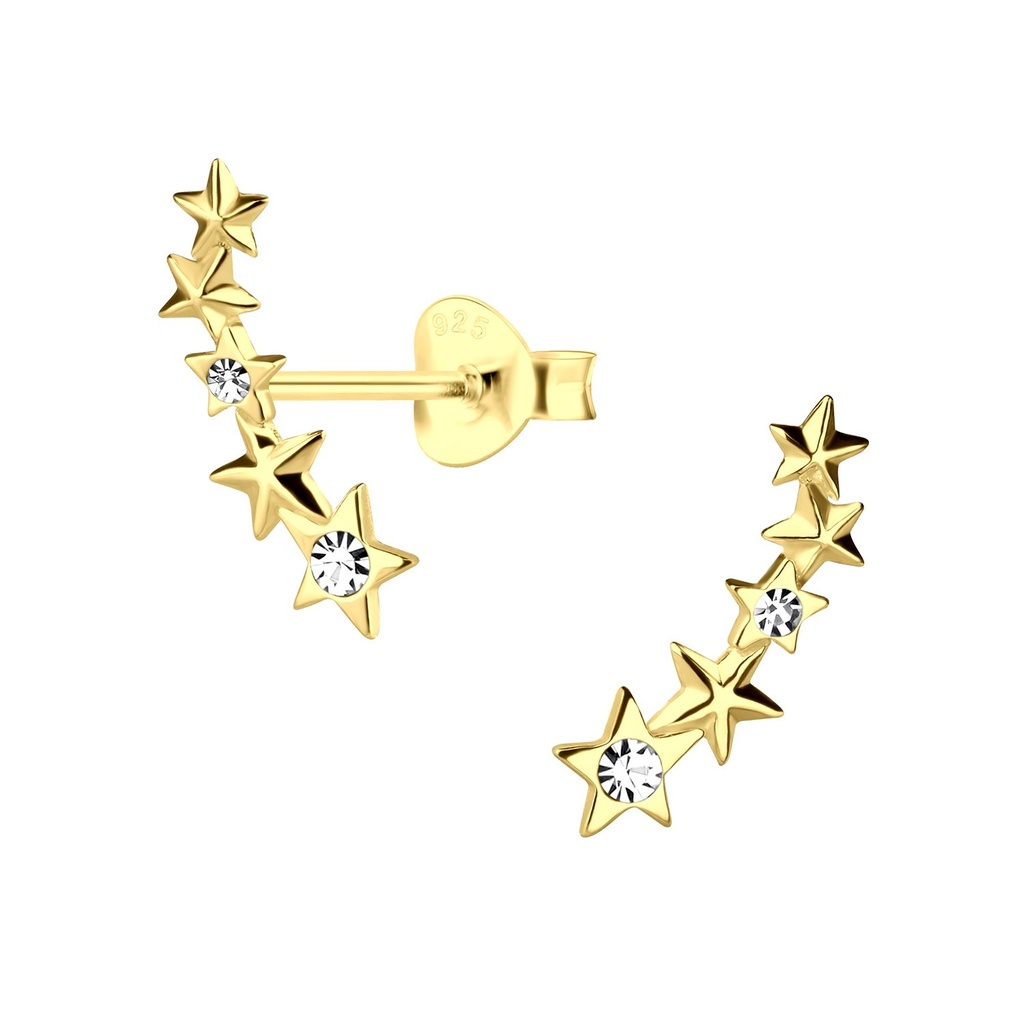 [10029473] Puces d'oreilles en argent cristal étoile