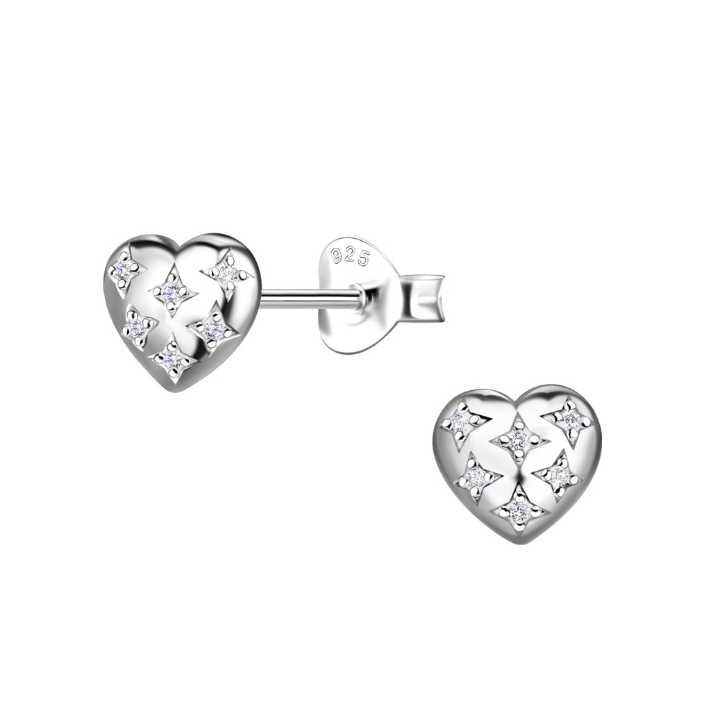 Puces d'oreilles cœur en argent