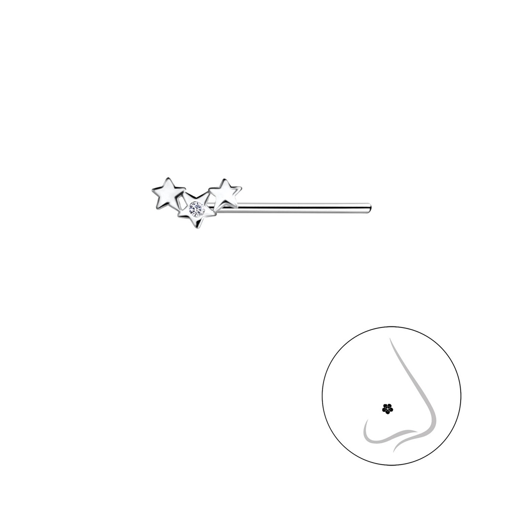 Clou de nez étoile triple en argent