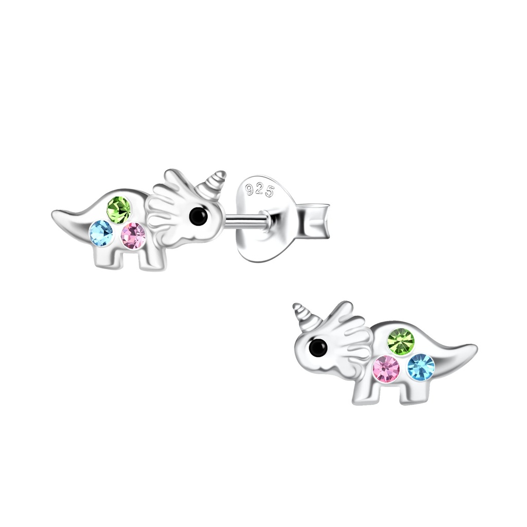 Puces d'oreilles dinosaure stégosaure en argent