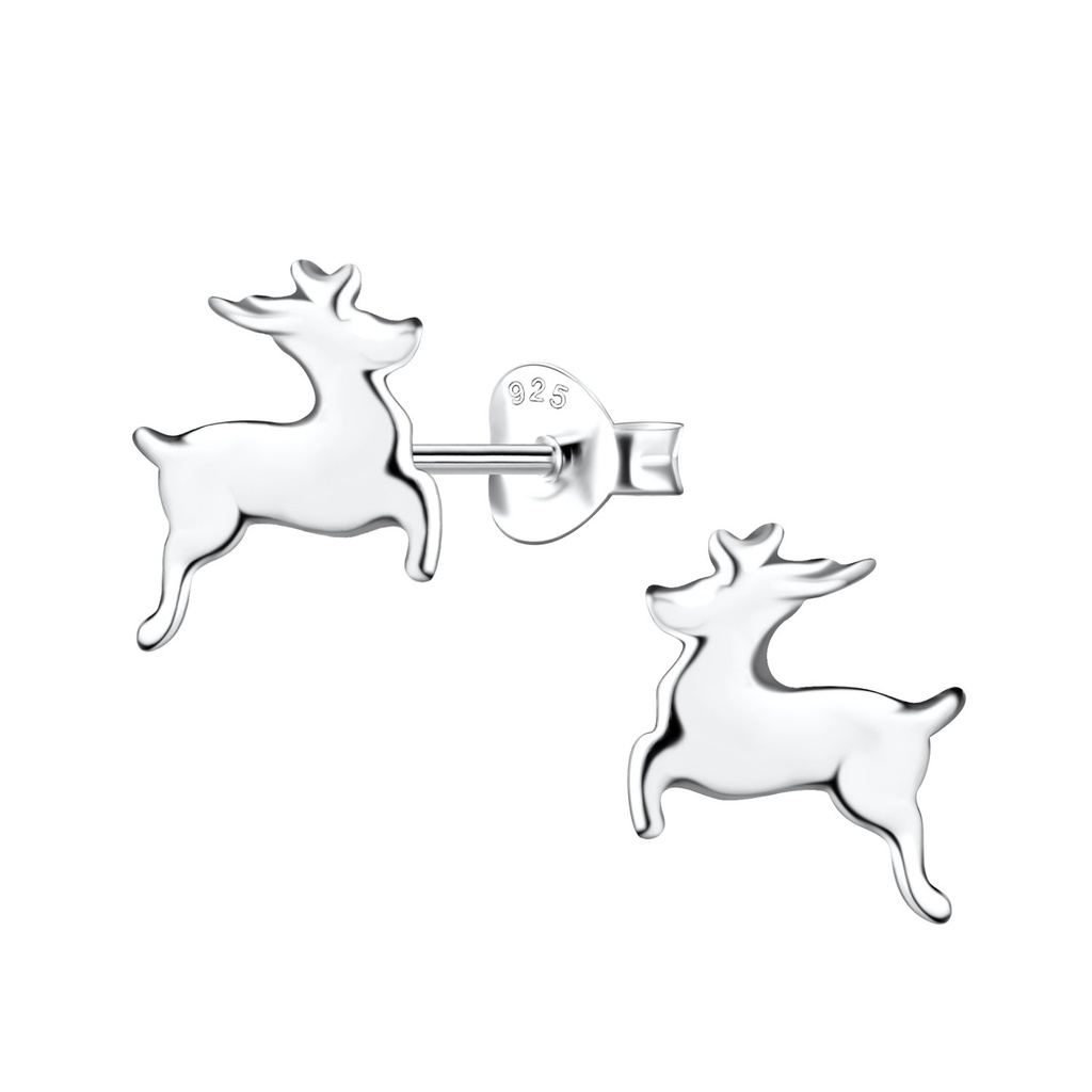 Puces d'oreilles cerf en argent