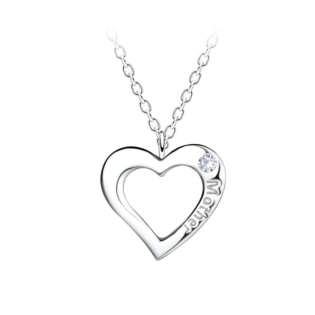 Silver Mother Heart Necklace