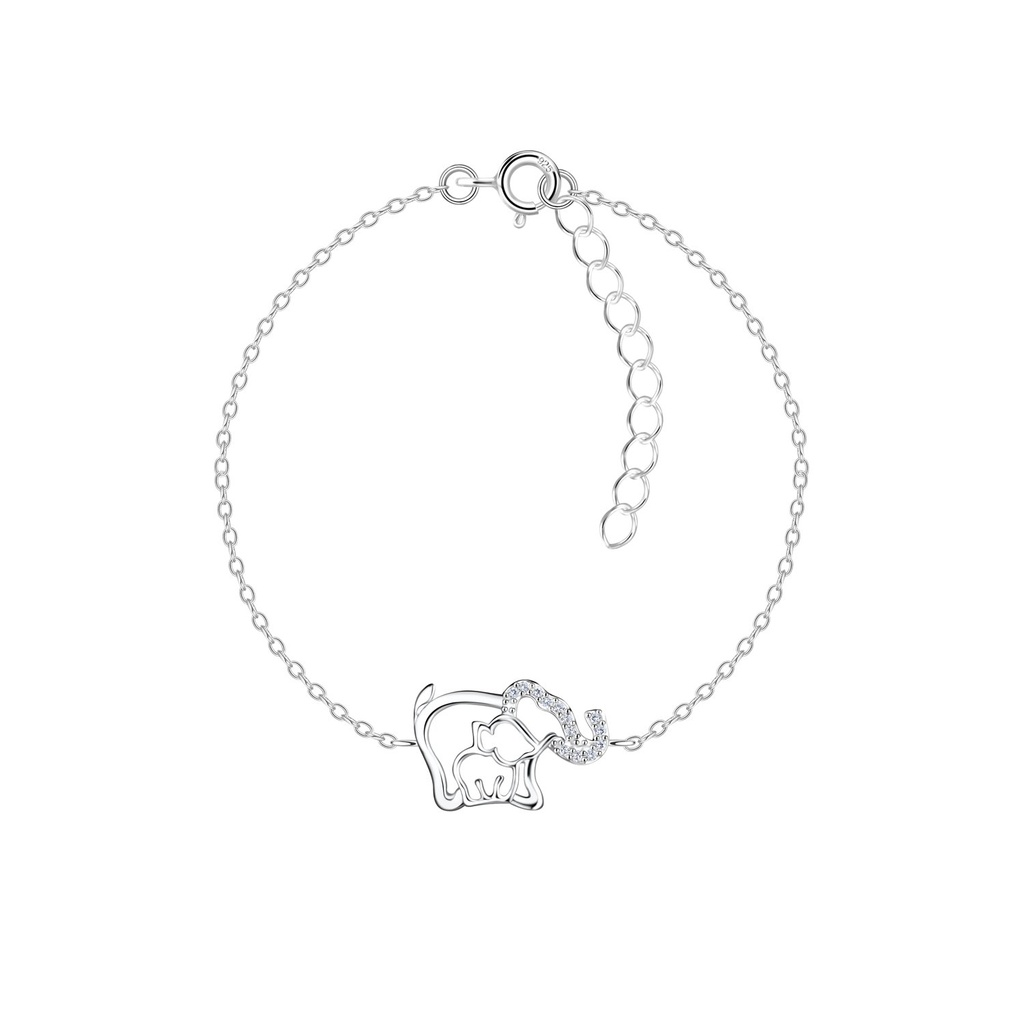 Bracelet maman et bébé éléphant en argent