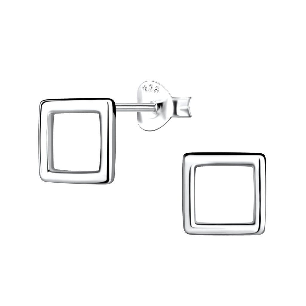 Puces d'oreilles carrées en argent