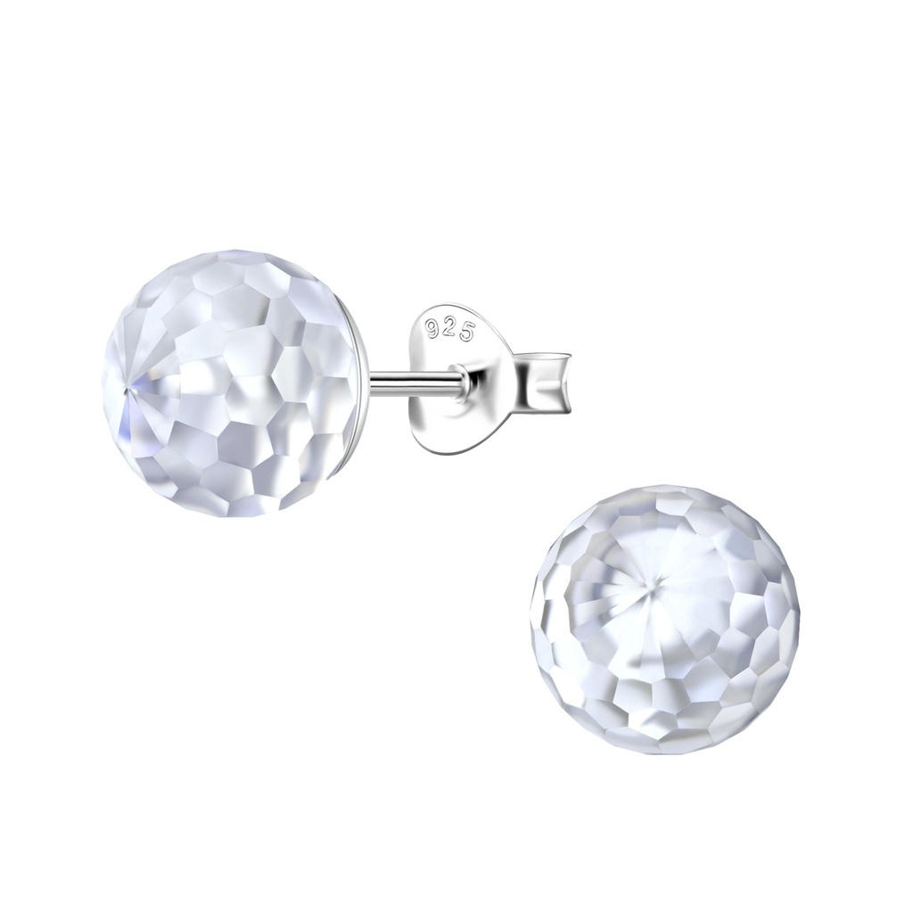 Puces d'oreilles boule disco en argent 8 mm