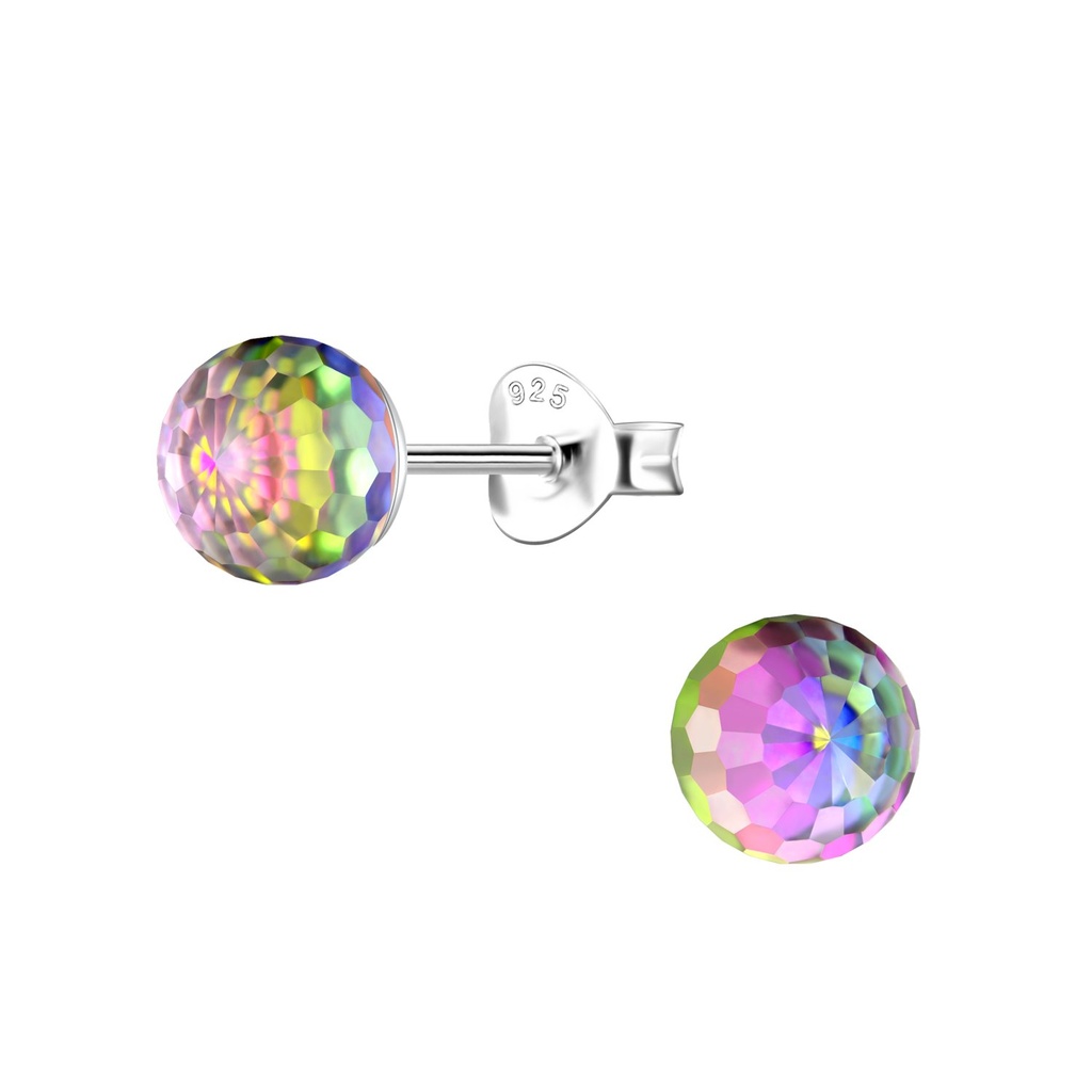Puces d'oreilles boule disco en argent 6 mm