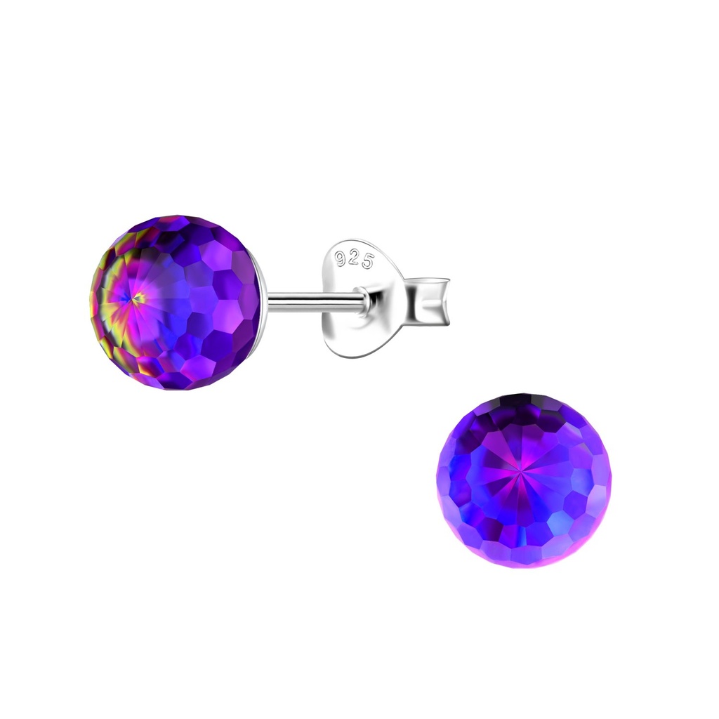 Puces d'oreilles boule disco en argent 6 mm