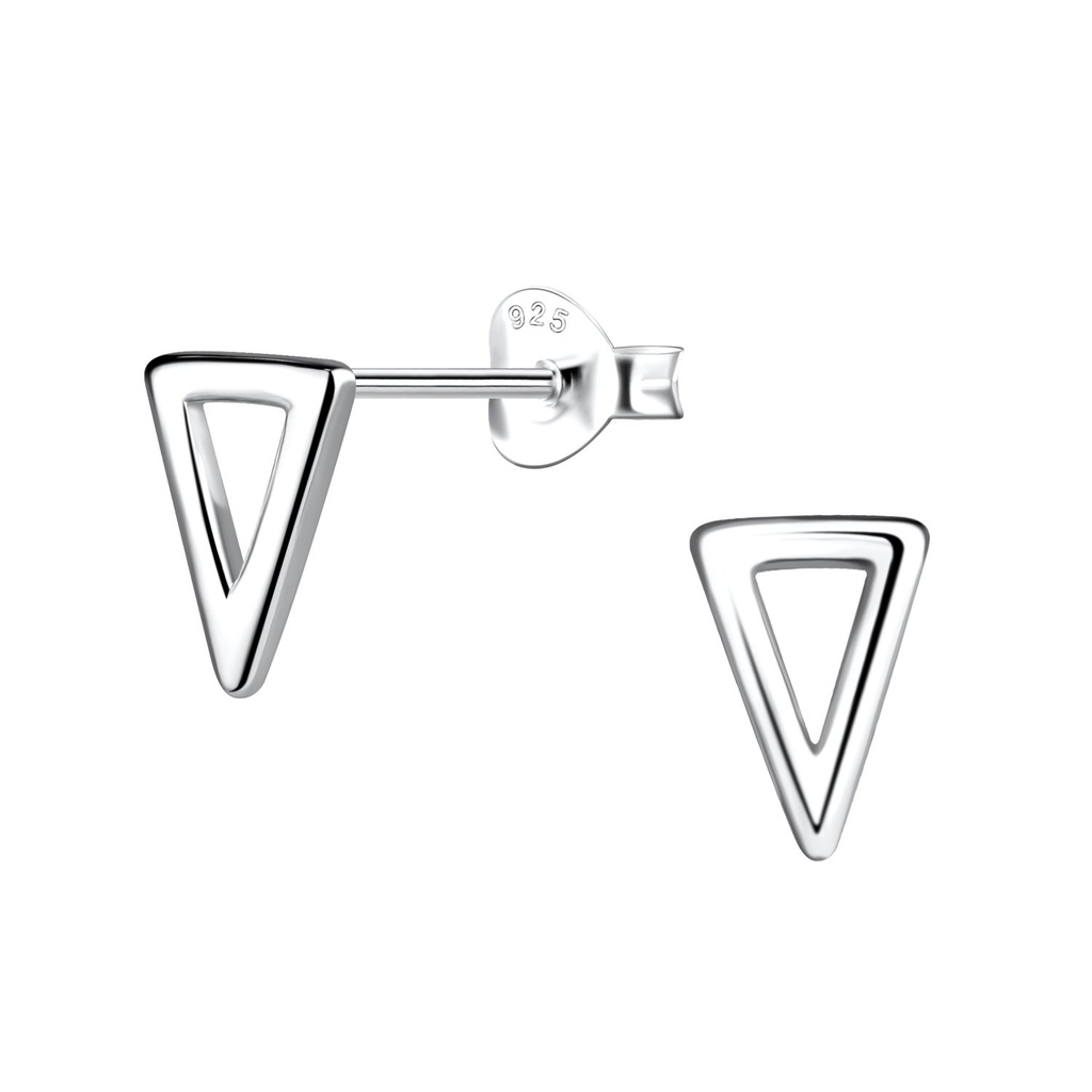 [10032280] Silver Triangle Stud Earrings