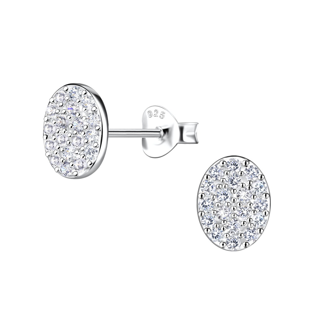 Puces d'oreilles ovale en argent