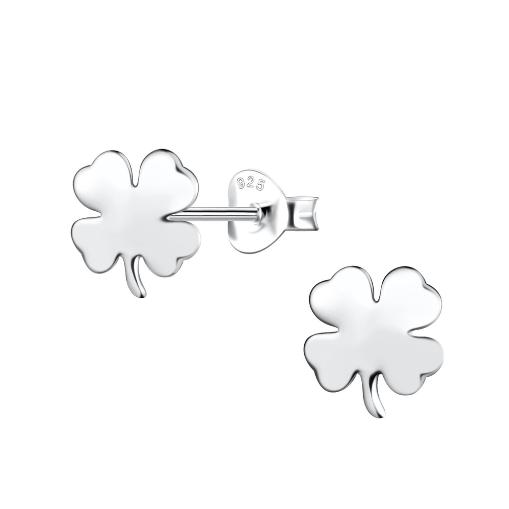 Puces d'oreilles trèfle en argent
