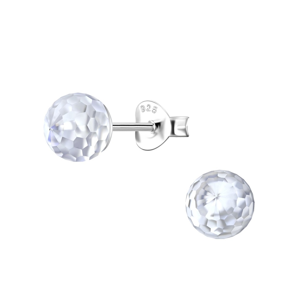 [10032283] 6mm Disco Ball Silver Stud Earrings