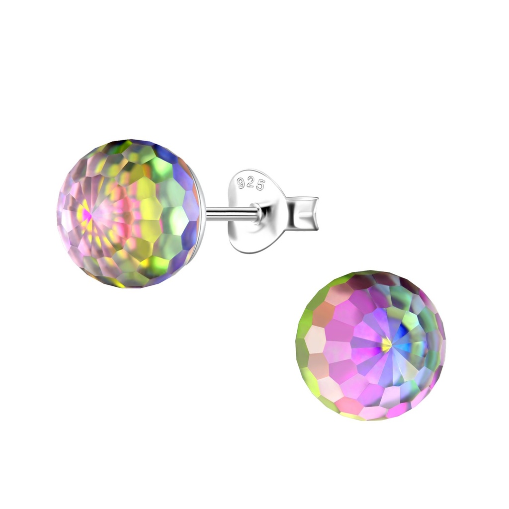 8mm Disco Ball Silver Stud Earrings