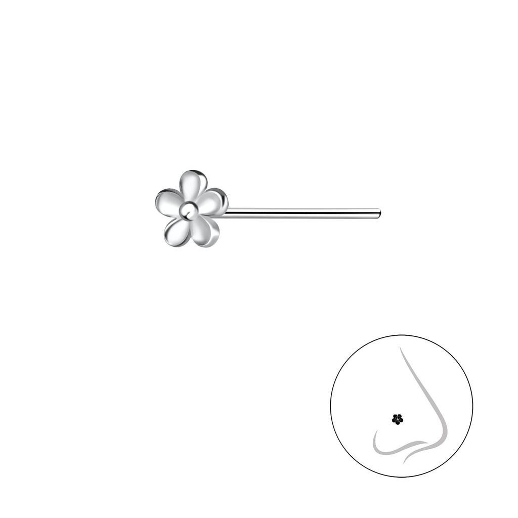 Silver Flower Nose Stud