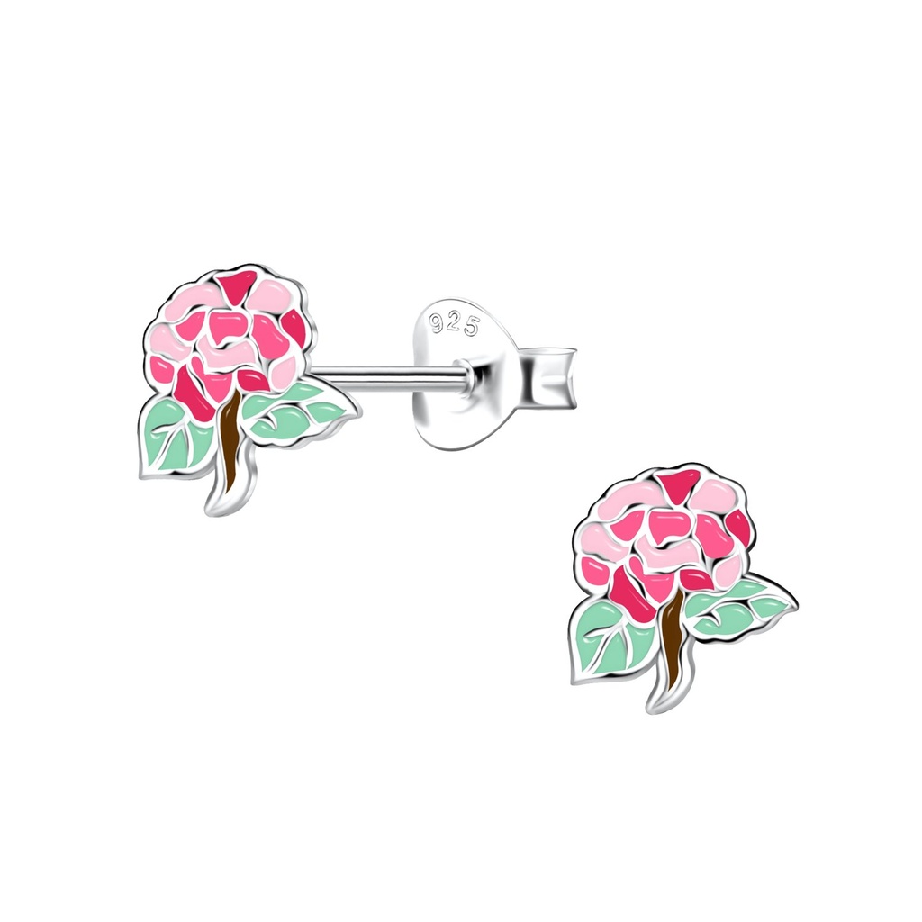 Puces d'oreilles fleur en argent