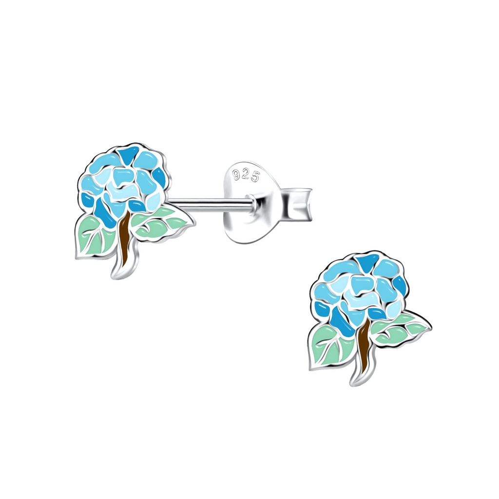 Puces d'oreilles fleur en argent