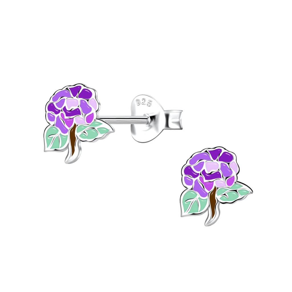 Puces d'oreilles fleur en argent