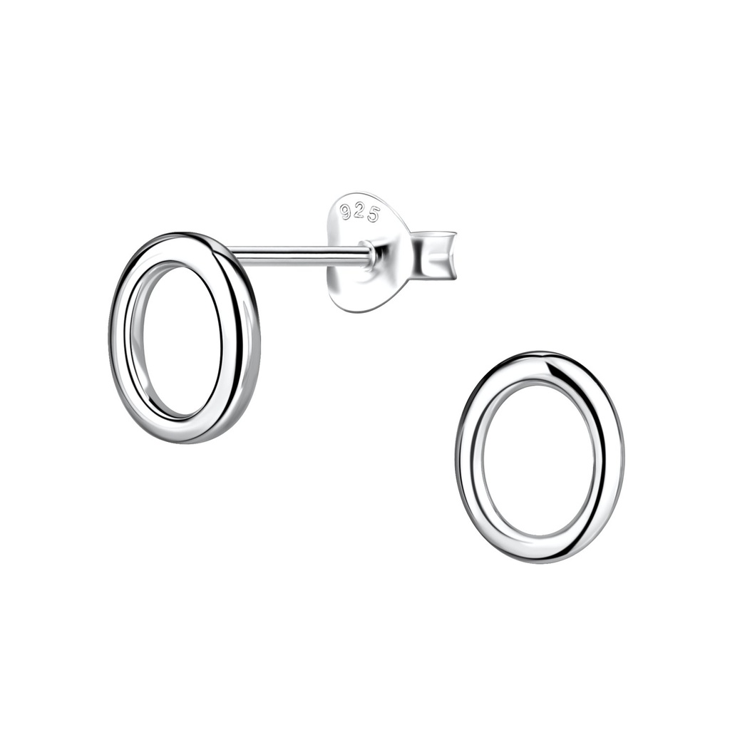 Silver Oval Stud Earrings