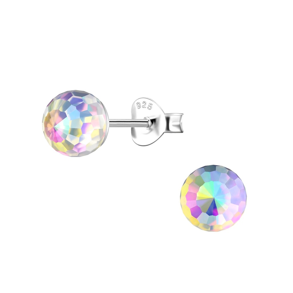 Puces d'oreilles boule disco en argent 6 mm