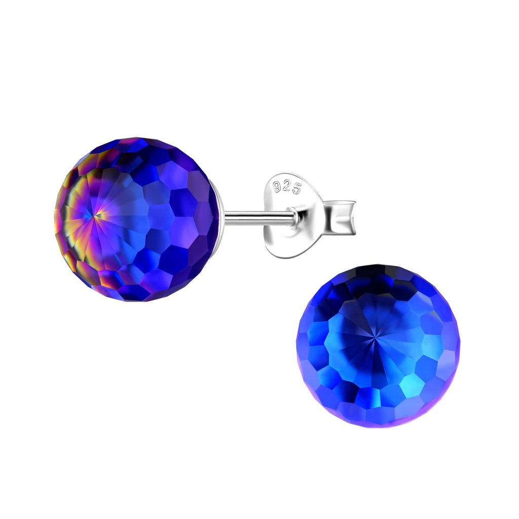 [10032285] 8mm Disco Ball Silver Stud Earrings