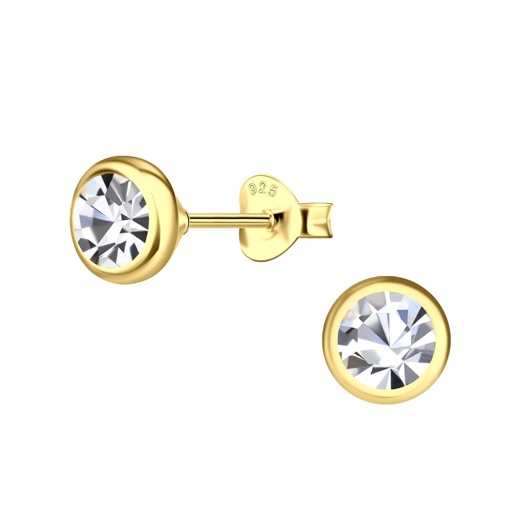 Puces d'oreilles solitaire en argent cristal 5 mm