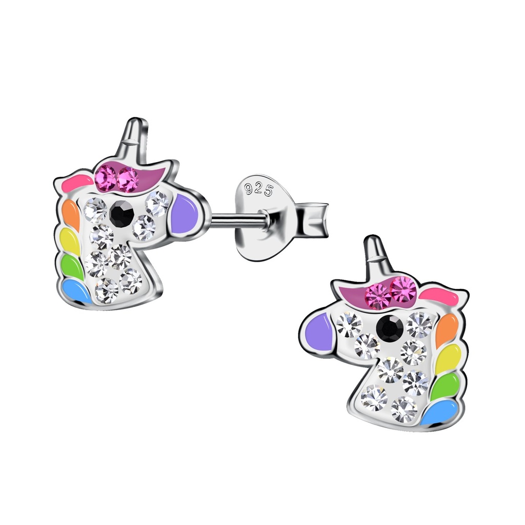 Silver Unicorn Stud Earrings