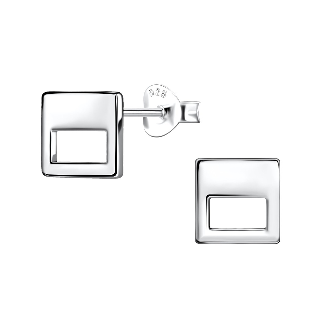 Puces d'oreilles carrées en argent