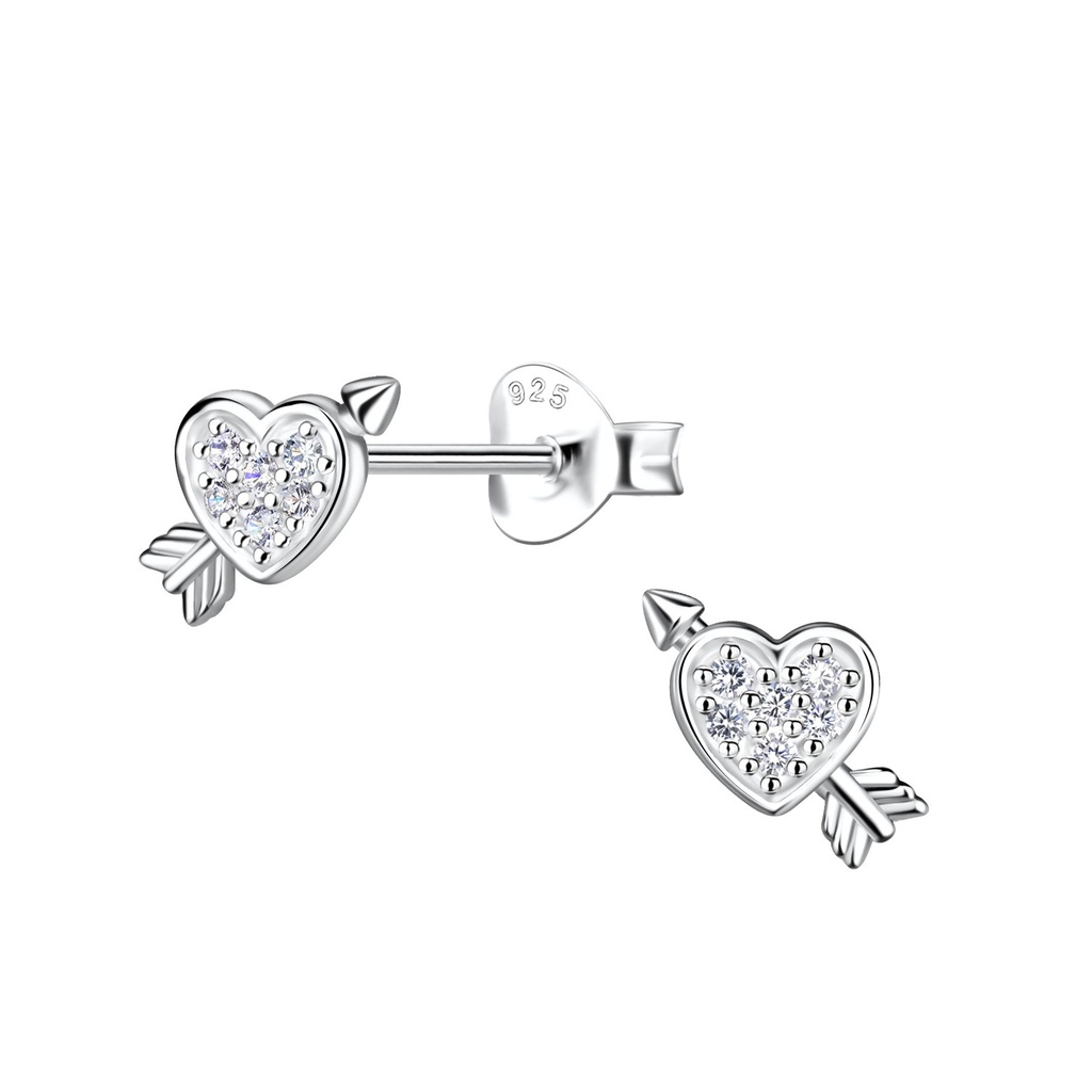 [10032237] Puces d'oreilles cœur en argent