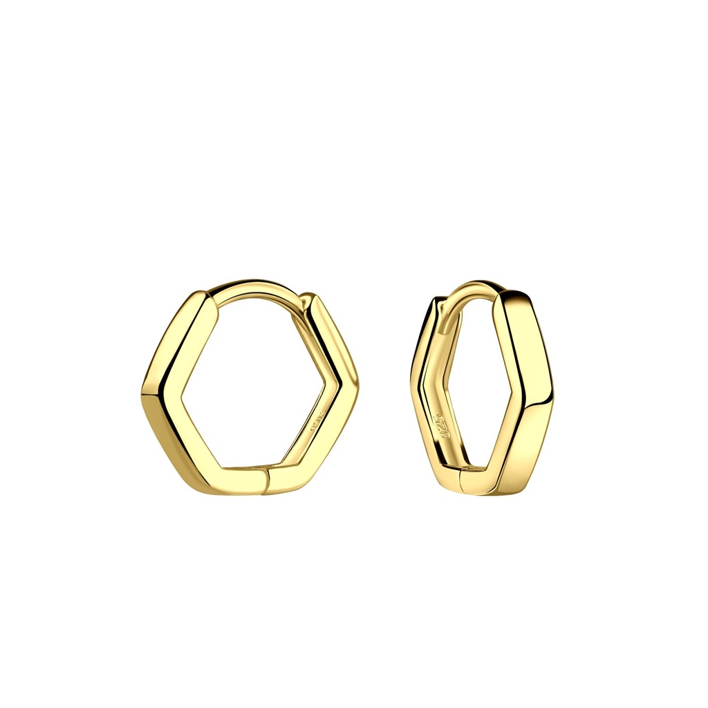 [10031295] Créoles huggie géométriques en argent 11 mm