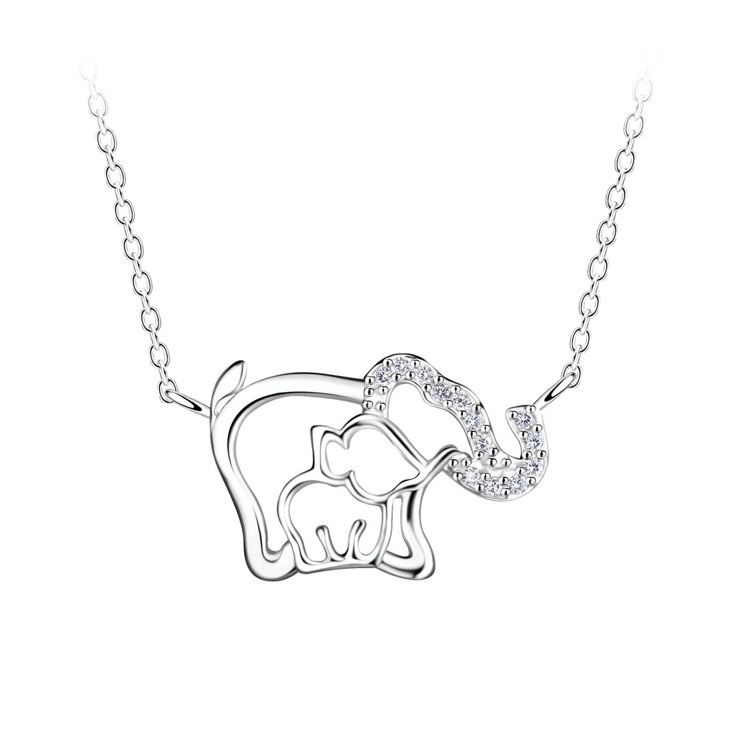 Collier maman et bébé éléphant en argent
