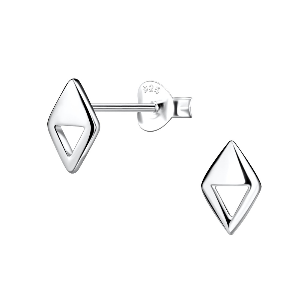 Puces d'oreilles en forme de diamant en argent