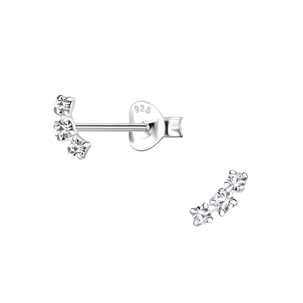 [10020967] Puces d'oreilles trois pierres en argent