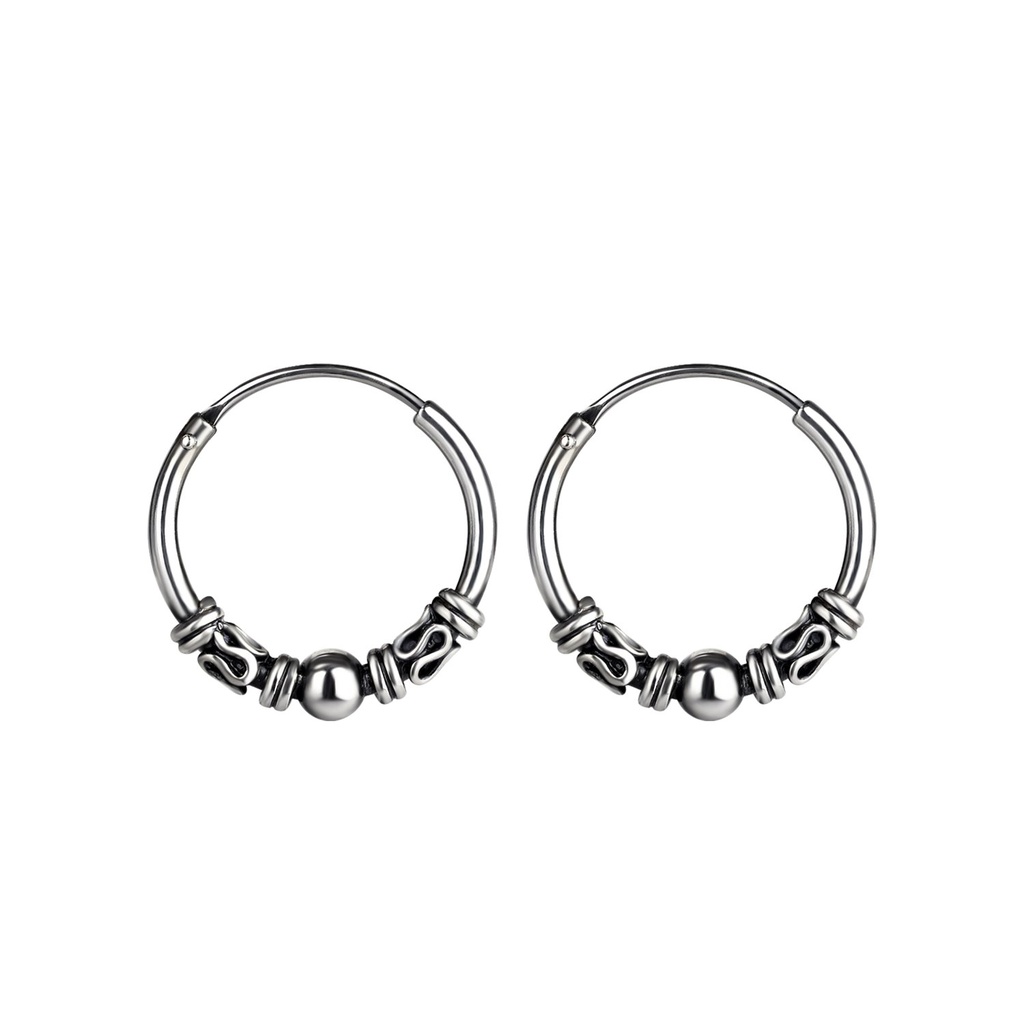 [10013738] Créoles Bali en argent 14 mm