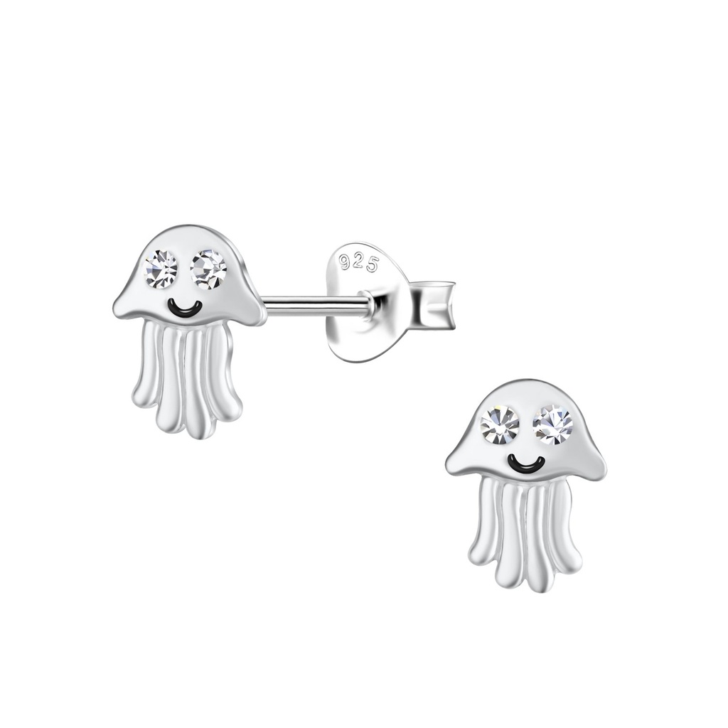 [10032199] Silver Jellyfish Stud Earrings