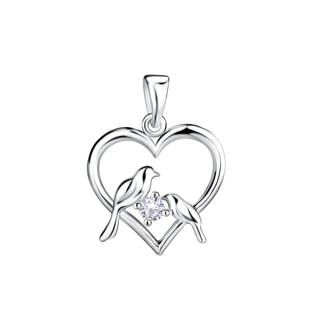 [10032206] Pendentif oiseaux amour en argent