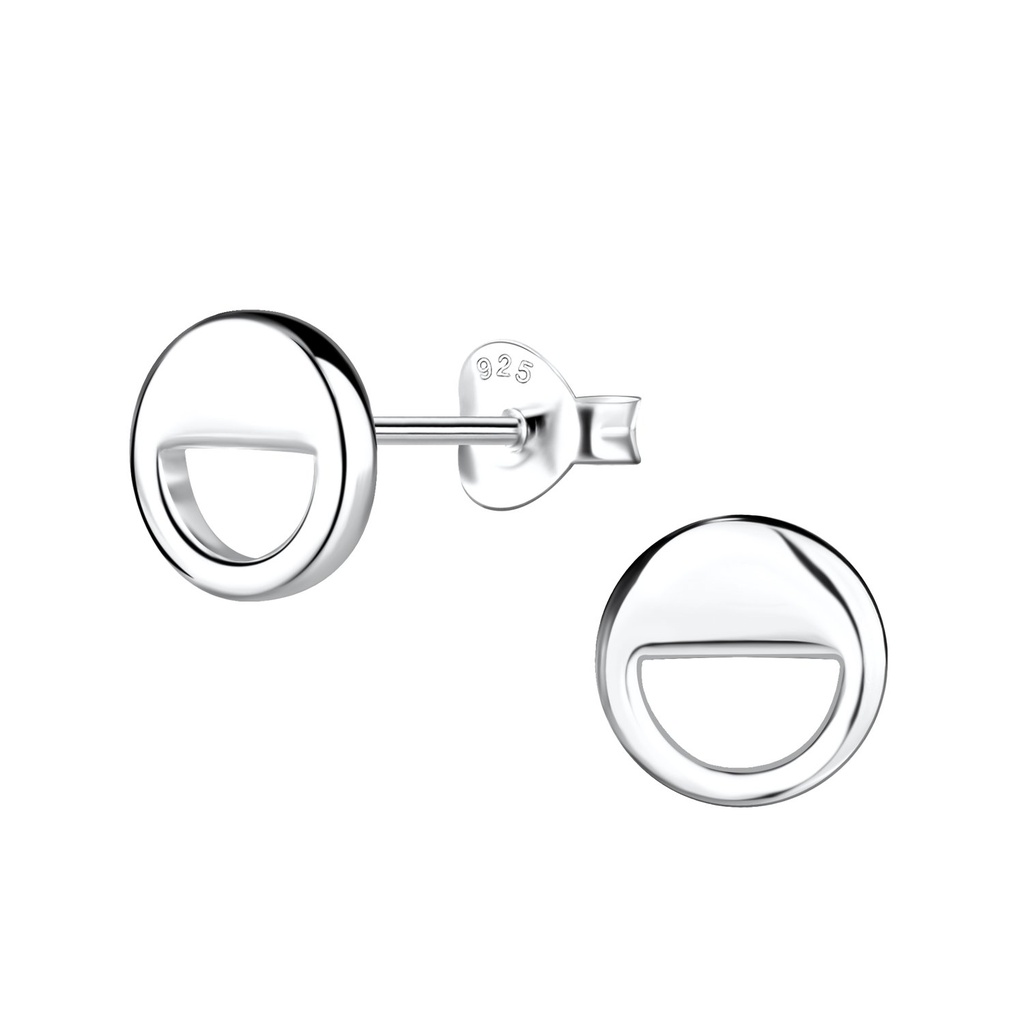 Silver Round Stud Earrings