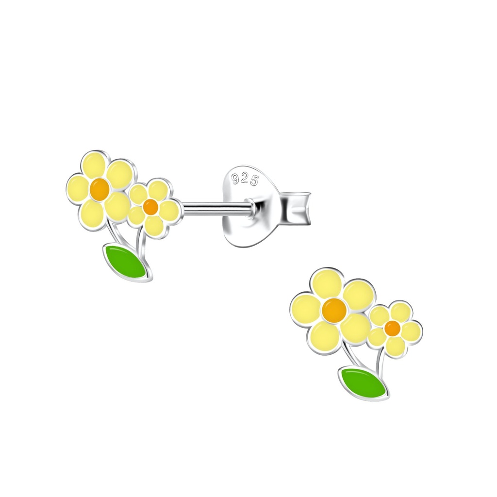 Puces d'oreilles fleur en argent