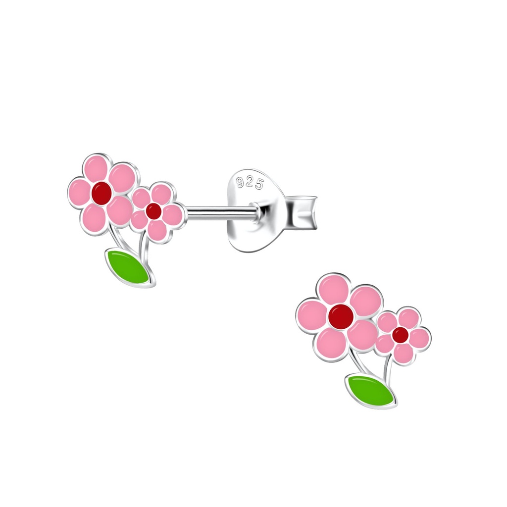 Puces d'oreilles fleur en argent