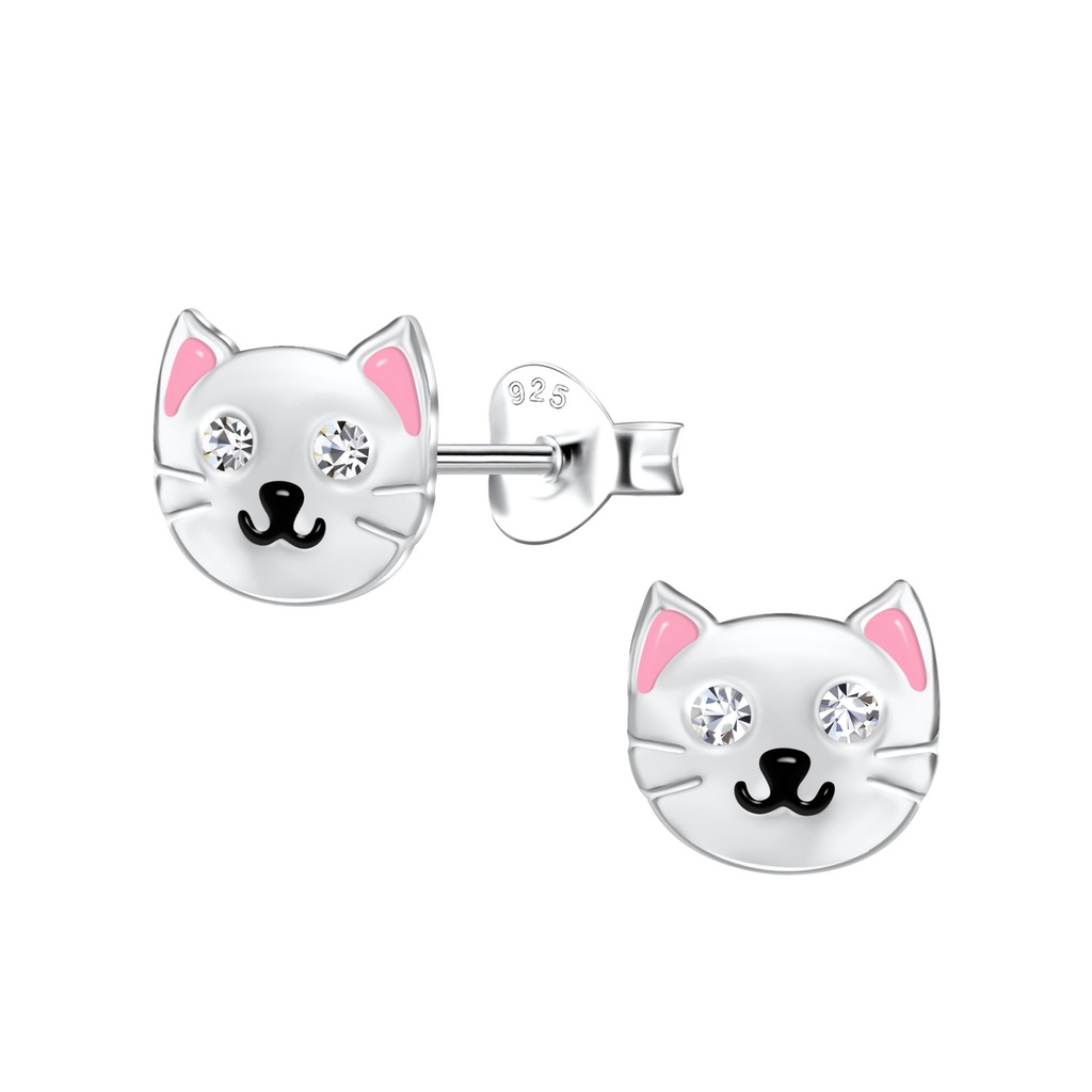 Puces d'oreilles chat en argent